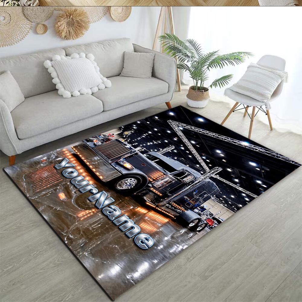 Kw Heavy Trucks Customizable Name Area Rug Design for Living Rooms Game Room Bedrooms Kitchen Anti-slip Rug Decorate Offices Perfect Gift for Women/Me