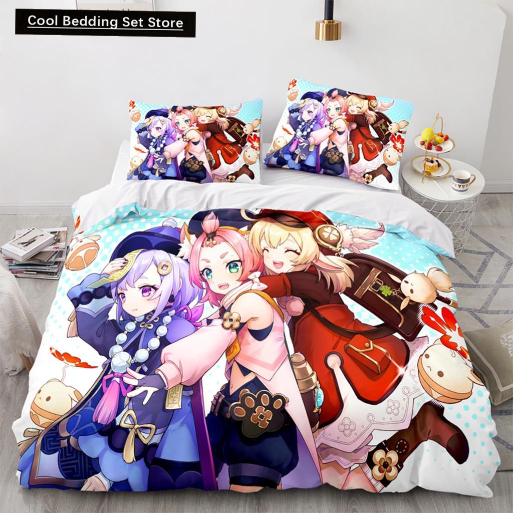 3D Print Anime Genshin Impact Xiao SUCROSE Qiqi Duvet Cover Cartoon Bedding Sets Bed Set Quilt Comforter Covers Home Textiles