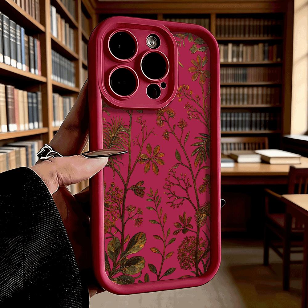 Autumn Botanical Leaves Pattern Phone Case for iPhone 17 16 15 14 13 12 11 Pro Max Plus Anti Scratch, Gel Flexible Protective