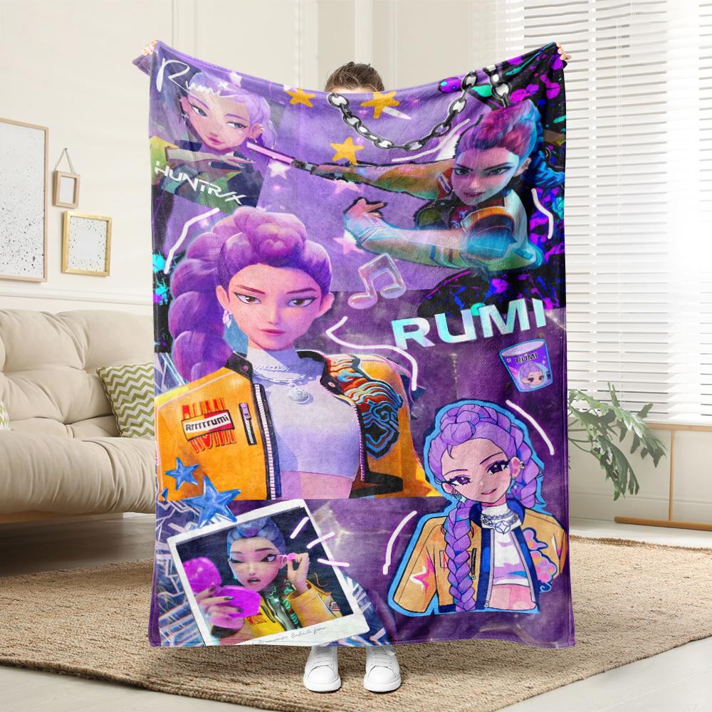 KPop Demon Hunters Colorful anime style!Rumi and other characters cover blankets, comfortable and fashionable at home