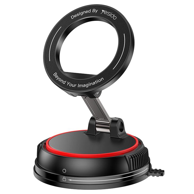 YESIDO C219 Compitable with MagSafe Car Phone Mount Stand Dual-Axis Folding 360 Degree Rotating Magnetic Suction Cup Holder