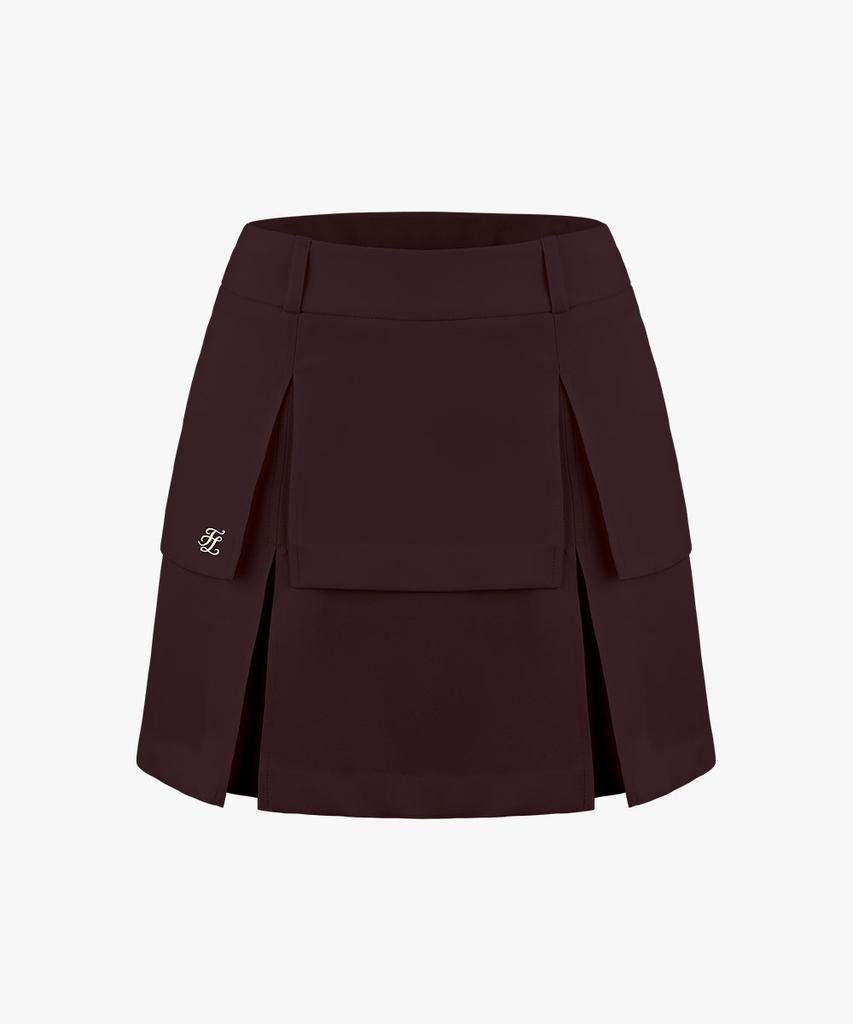 FAIRLIAR GOLF High-Waisted Layered Skirt (Burgundy)