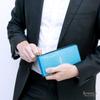 Levetta Stingray Leather Long Wallet, YKK Mix Colors, L-Zip, Galuchat, Stingray, Sky Blue, Light Blue, Men's and Women's, Genuine Leather [164-2stw]
