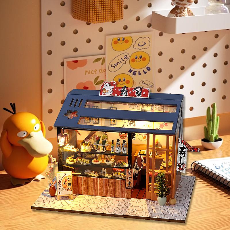 Wooden Doll House Casa Diy  Miniature Dollhouse 3D Puzzle Assembly Building Toys With Furniture LED Lights For Children Gifts