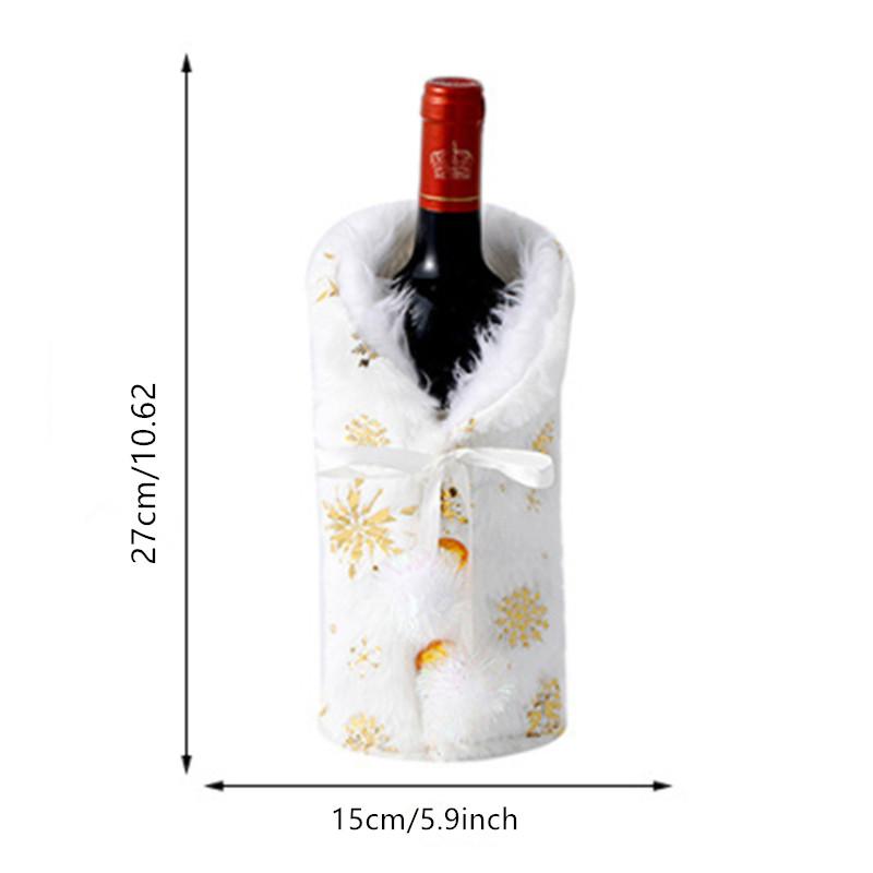 2025 Plush Snowflake Wine Bottle Cover - Merry Christmas Champagne Decor for Home Holiday Party Supplies