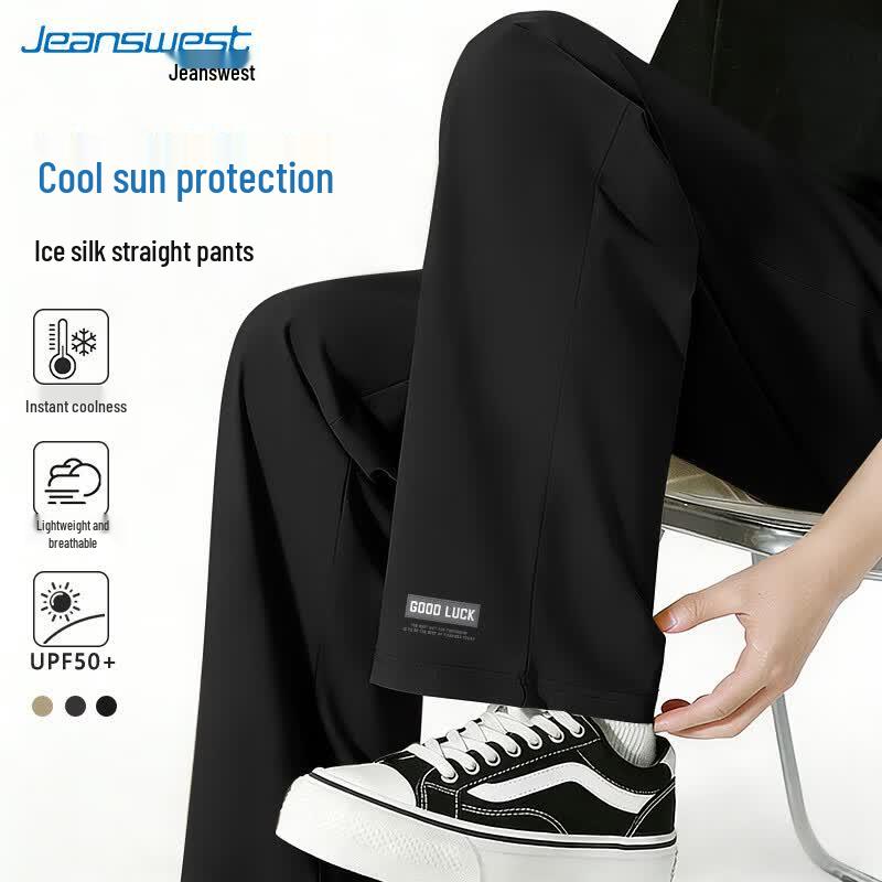 

Jeanswest Men s Summer Ice Silk Straight-Leg Casual Pants XL