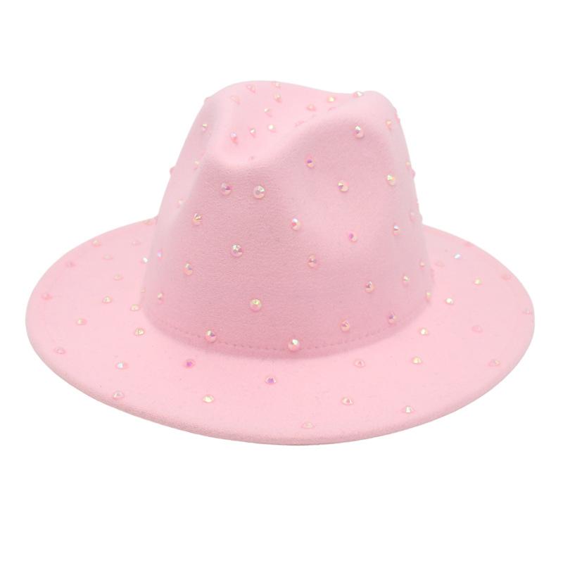 Diamonds Embellished Felt Hat Design Sense Wear Men'S And Women'S Top Hats Style Jazz Hat