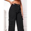 GRECIILOOKS Womens Cargo Denim Regular Fit Jeans (Black, 28)