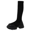 Boots 2025 Autumn New Thin Boots Thick-soled Women's Sleeve Boots Versatile Fashion Simple Thick Heel Elastic Boots