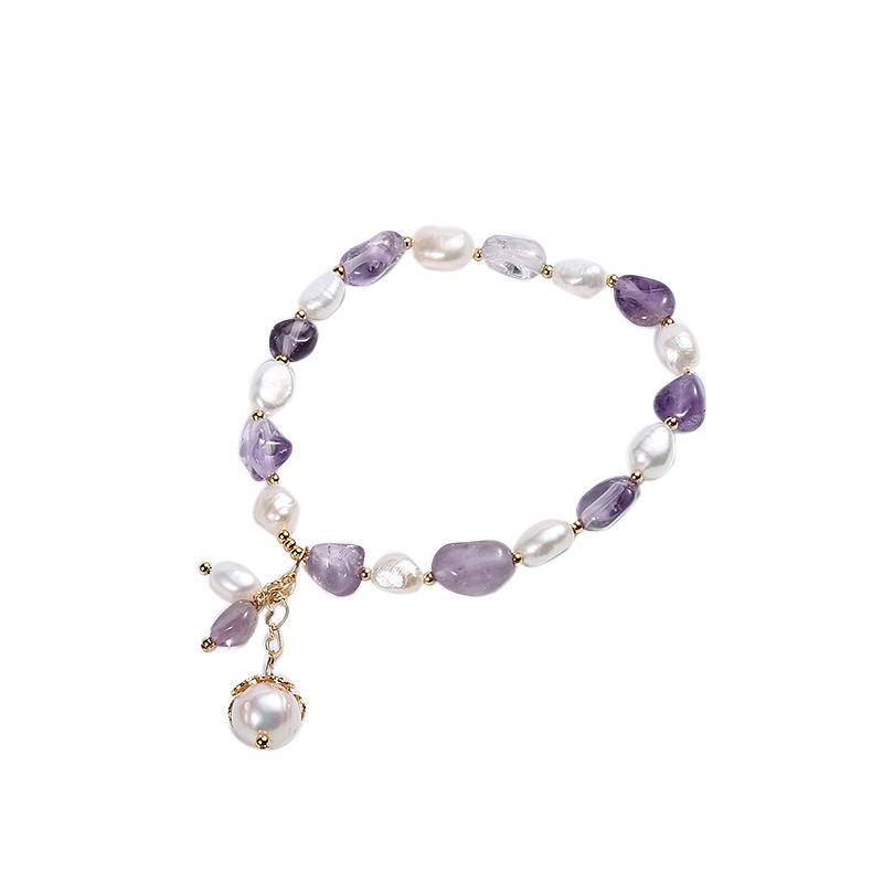 Bracciale Ametista Forma Perla Naturale di Acqua Dolce Avvolgente in Oro 14k per Regalo di San Valentino da Donna Distanziatori per Gioiello da Mano
