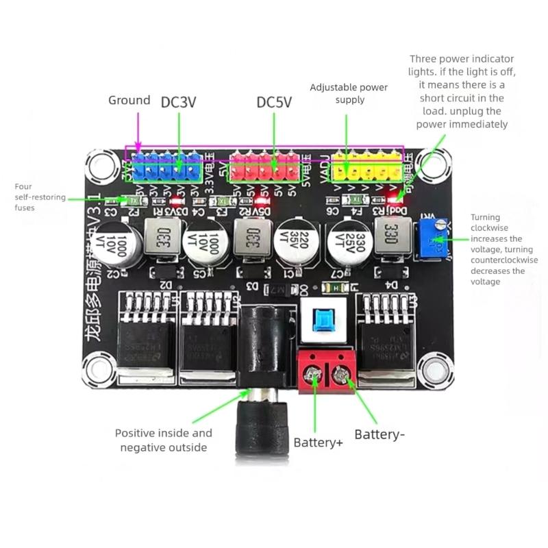 Adjustable Voltages Regulator Module 3.3V 5V DC7-25V Input With Overloads Protections For Robotics Lab Use