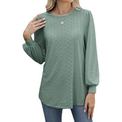 Women's Sheer Long-sleeved Round-neck T-shirt