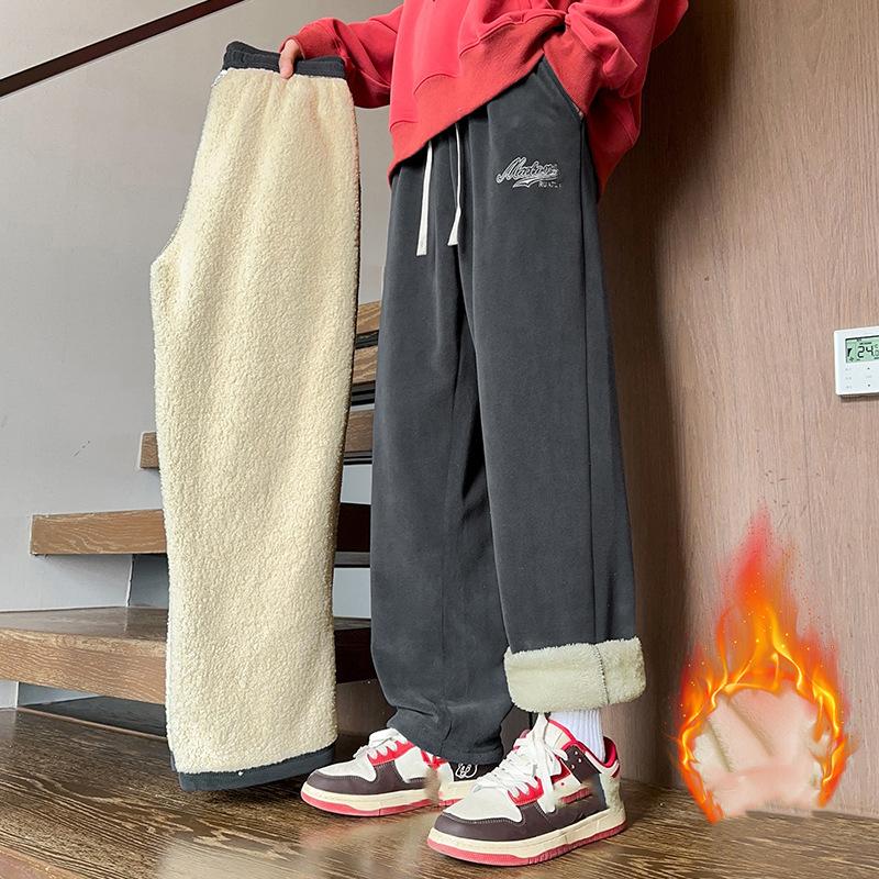 Men's Pants Winter Straight Leg Pants Athletic Casual Snow Loose Pants Comfortable Warm Pants