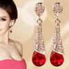 Women Elegant Cubic Zirconia Inlaid Water Drop Long Dangle Earrings Jewelry