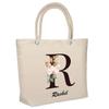 Beach Bag - PLANETEE - Rachel Letter Flower - Cotton - Large Capacity - Printed In France