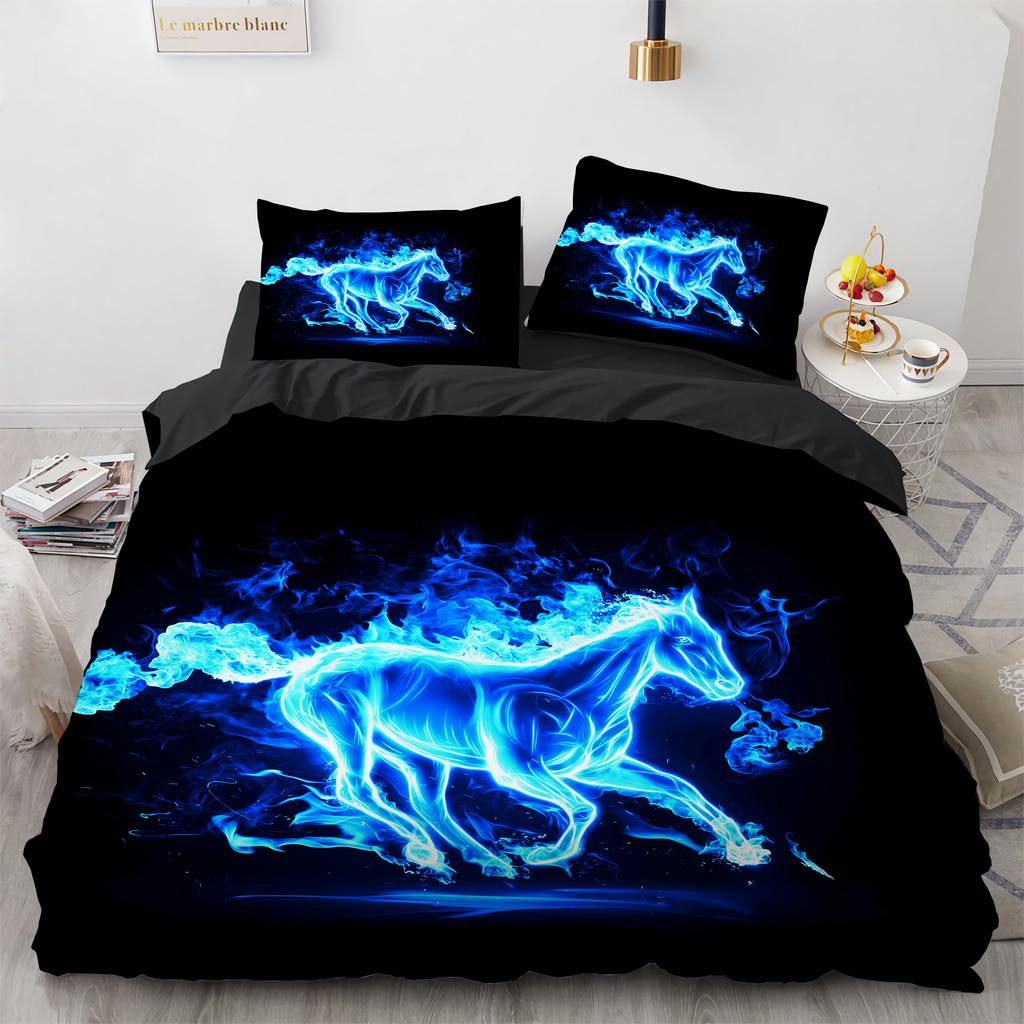 3D Animal Printed Duvet Cover Set Domineering Galloping Horse Bedding Set Soft 2/3pcs microfiber Quilt Covers with Pillowcase