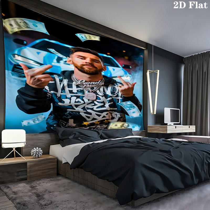 Leo Messi Wall Tapestry Aesthetic Wall Hanging Printed Fabric Blanket Decorative Tapestries for Bedroom Living Room Home Decor