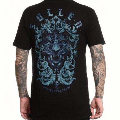 Sullen Art Collective Męski T-shirt z grafiką tatuażu True Artist Vortrakk Panther w stylu bohemy, dopasowany krój, krótki rękaw
