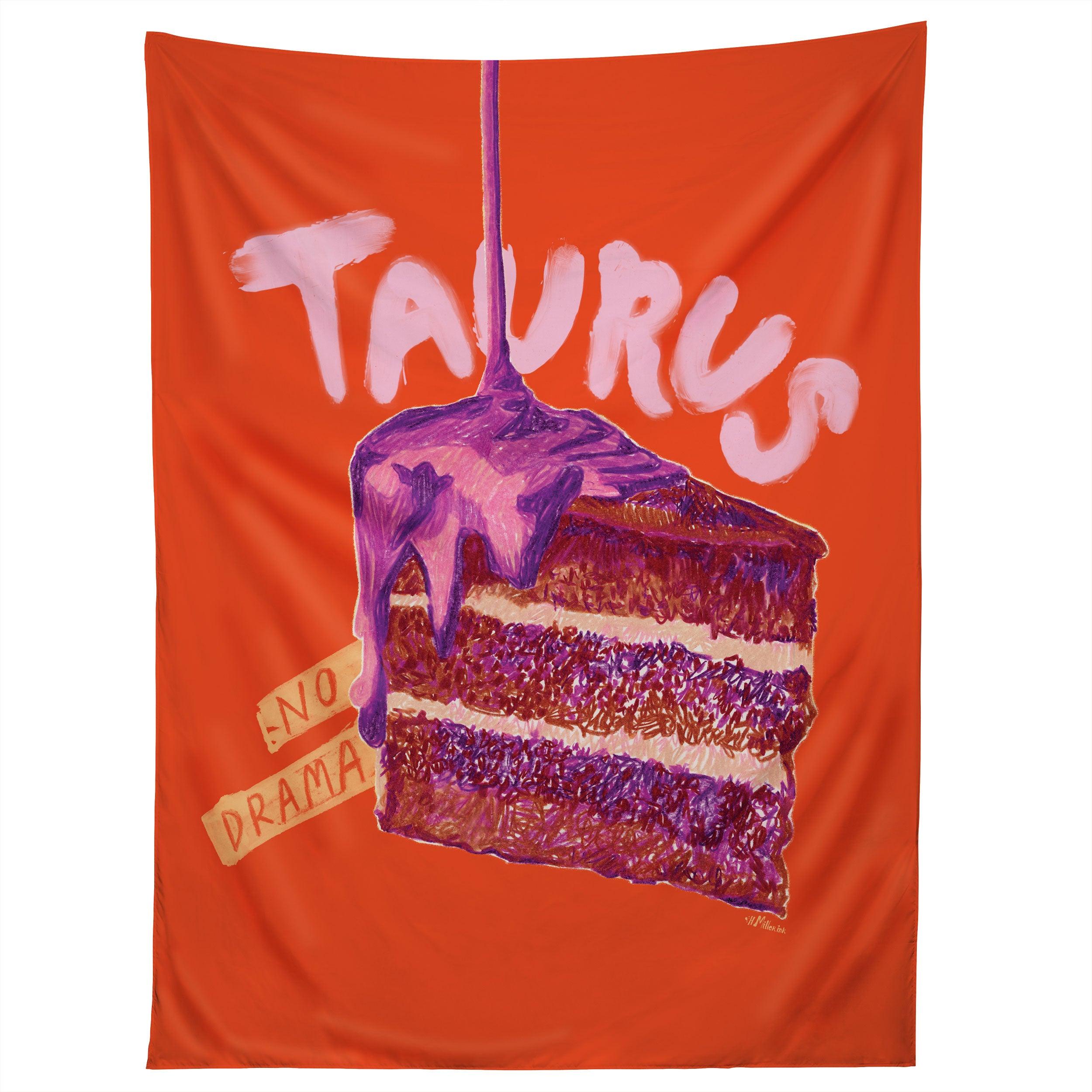 TAURUS BIRTHDAY CAKE IN BURNT ORANGE tapestry 75x100