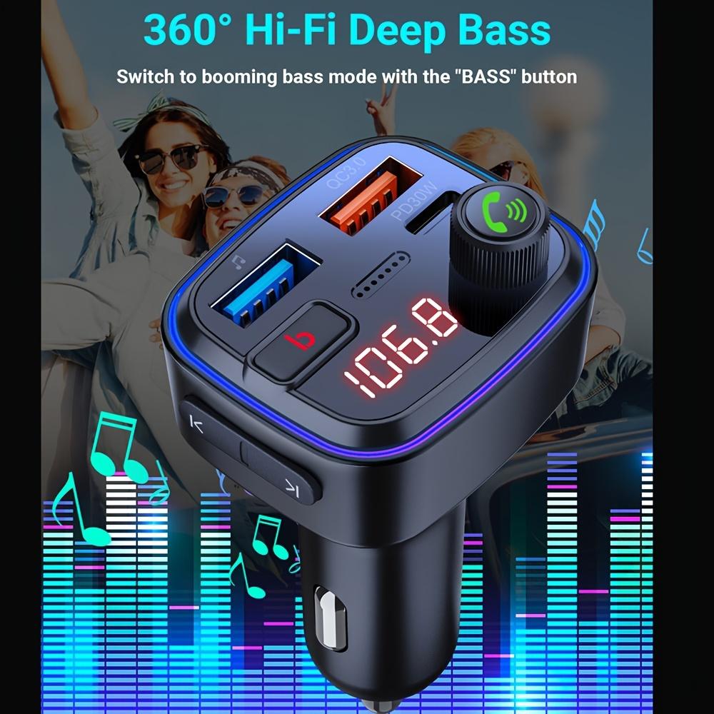 FM Transmitter Car Adapter Wireless5.0Car radio kit for hands-free calling MP3Player Receiver HiFi Bass support U Disk