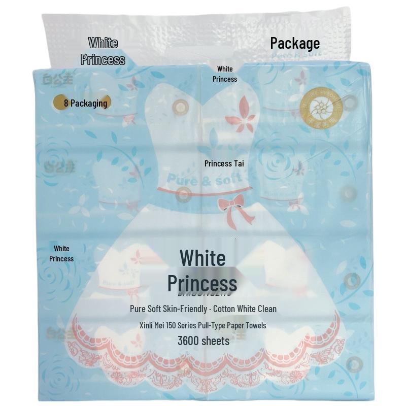 White Princess Facial Tissues - Xinlimei, 8 Pack, Large Size, 450 Sheets, Napkins & Paper Towels 8 packs