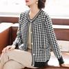 Baolianduo Women's Houndstooth Knit Cardigan Jacket