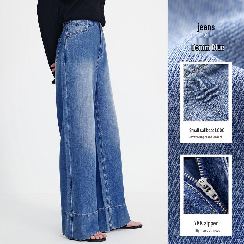 Navigare Women's Casual Wide-Leg Denim Pants