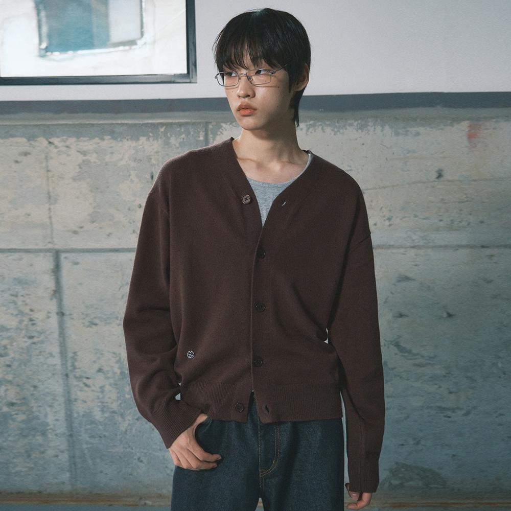 Secondmono Solid 3-Way Button Cardigan [Brown]_Secd003Brown