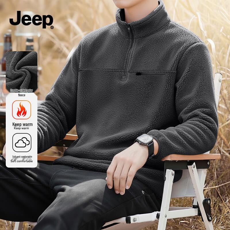 Jeep Мужская зимняя флисовая толстовка с капюшоном и логотипом XL