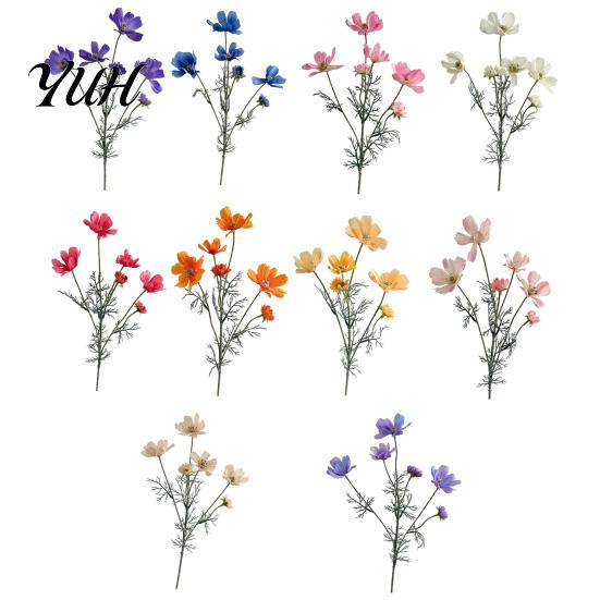 Realistic Faux Flowers Artificial Cosmos Flowers, Long Stem Fake Table Vase Filler for Dining Centerpieces, Wedding Arrangement, Photography Props
