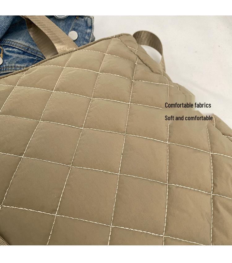 Large Capacity Quilted Tote Bag - Korean Style Versatile Cotton Coat Bag, High-End Fashion Shoulder & Crossbody Bag for Autumn and Winter
