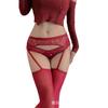 Aurora horse oil lace suspender integrated socks free-release open gear anti-hook silk hollow oily sex silk women