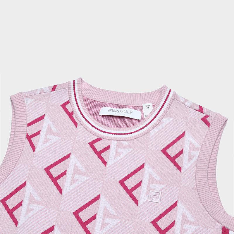 Fila Golf Series All Over Print Casual High Sensitivity Sleeveless Knit Top Women Tops Light-Mist-Pink A11W415408F-PK
