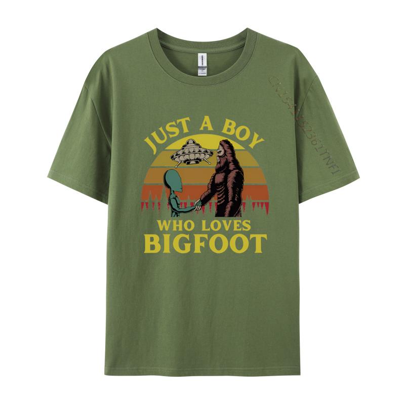 Just A Boy Who Loves Bigfoot Alien Cost Tshirts Tops T Shirt Oversized Unisex Graphic T Shirts 100 Cotton