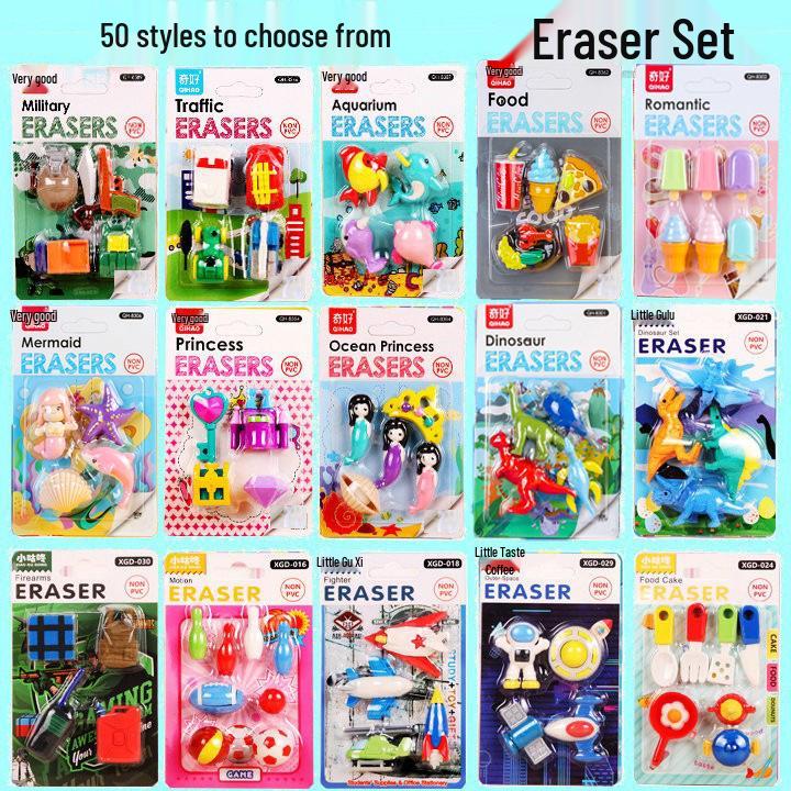 Adorable Cartoon Mini Eraser Set for Students – Perfect Back-to-School Gift