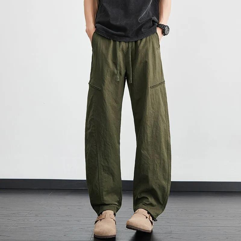 Men's Casual Black Cargo Pants Loose Wide Leg Streetwear Trousers