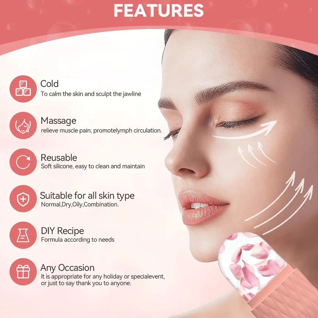 Ice Face Roller & Stainless Steel Gua Sha Tool Set, Facial Massager Ice Roller Skin Care Tool Beauty Set Lifting Contouring Tool