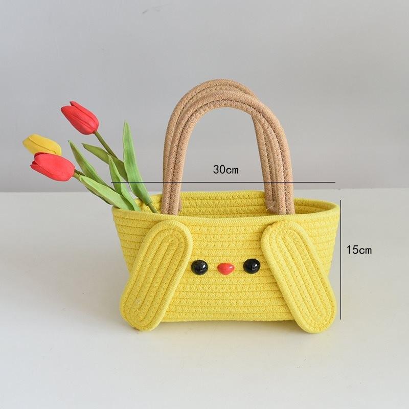 Adorable Cotton Yarn Woven Cartoon Bag For Women And Kids Perfect For Snacks And Toys Storage