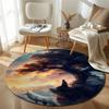 Handmade Style Round Pop Art Multicolor Accent Rug, Non-Slip Floor Mat for Kitchen