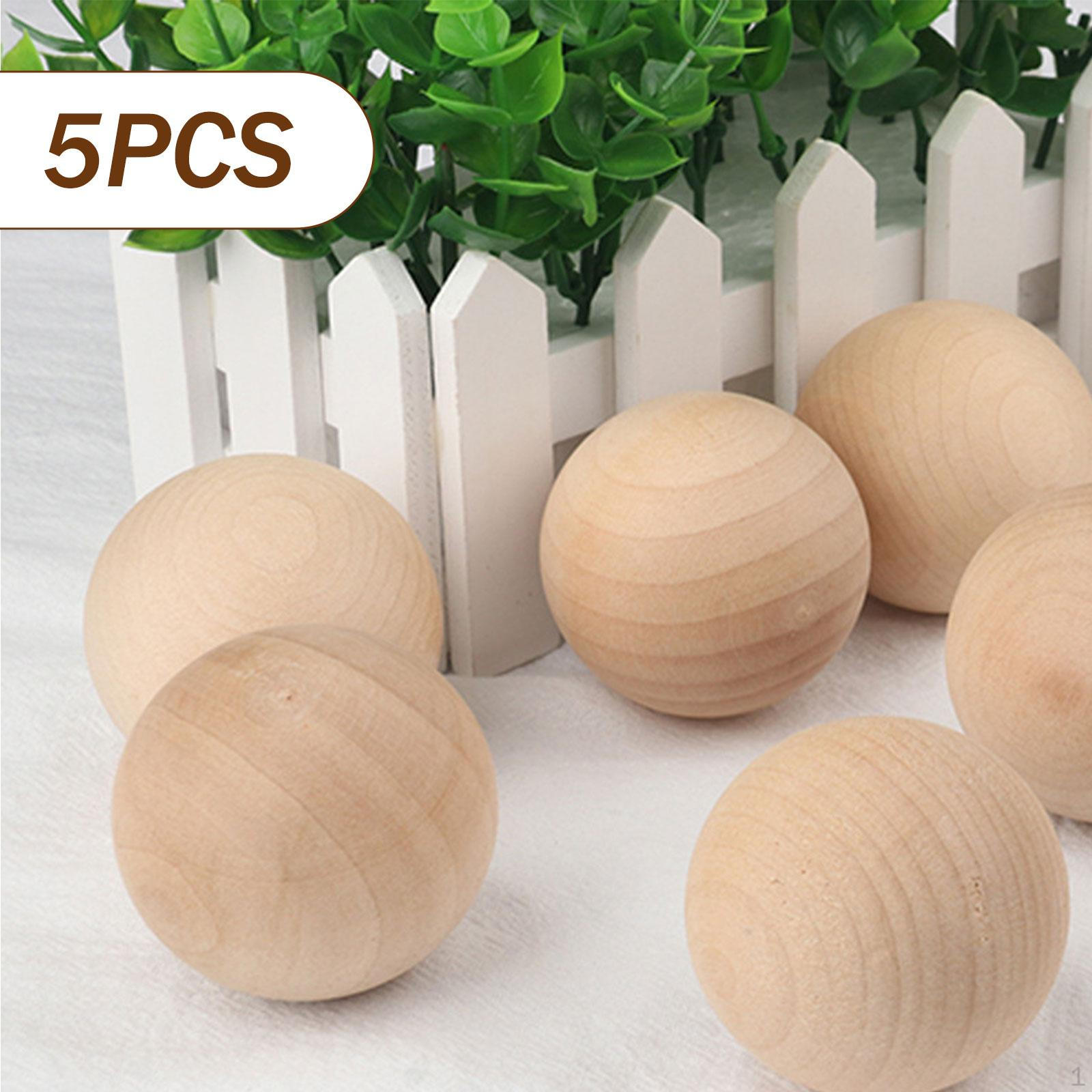 

5 Pieces Wood Balls Wooden Jewelry Making Practical Art Round DIY Projects Unfinished Diameter 7.5cm
