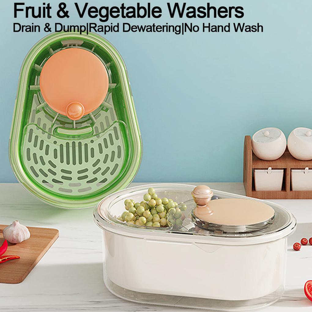 New Portable Vegetable Fruit Cleaning Spinner Labor-Saving Fruit Washers Machine Manual Kitchen Scrubber For Berries Fruits