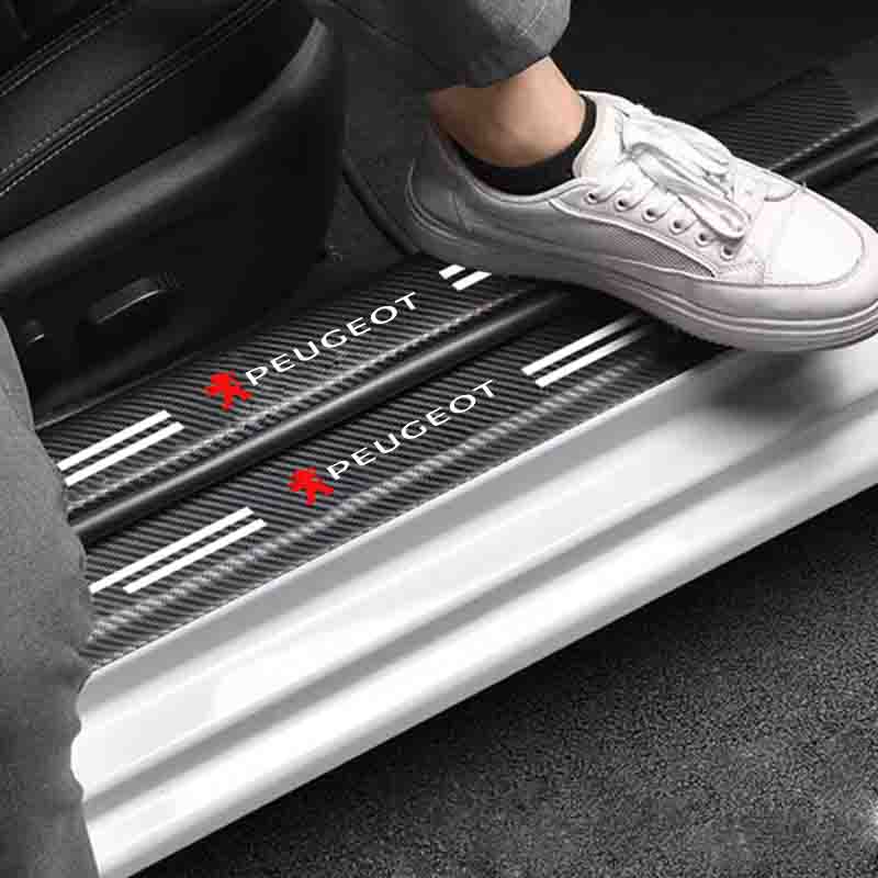 Car Door Sill Carbon Fiber Sticker Auto Protector Strip Waterproof For Peugeot 508 607 106 5008 4008 208 3008 308 2008 207 107