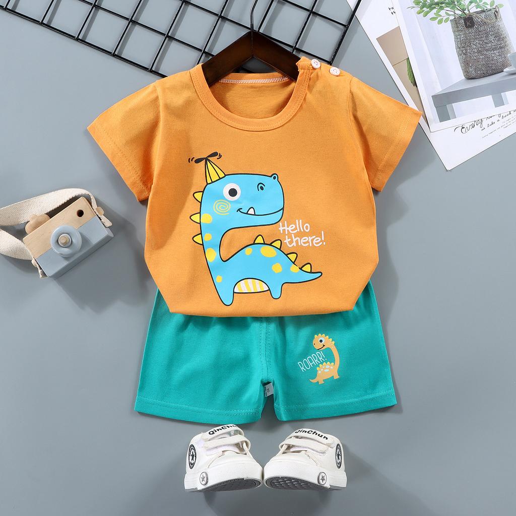 Childrens Short-Sleeve Sets Cotton Boys T-Shirts Baby Summer Clothing Girls Shorts Infant Clothing Summer Clothing