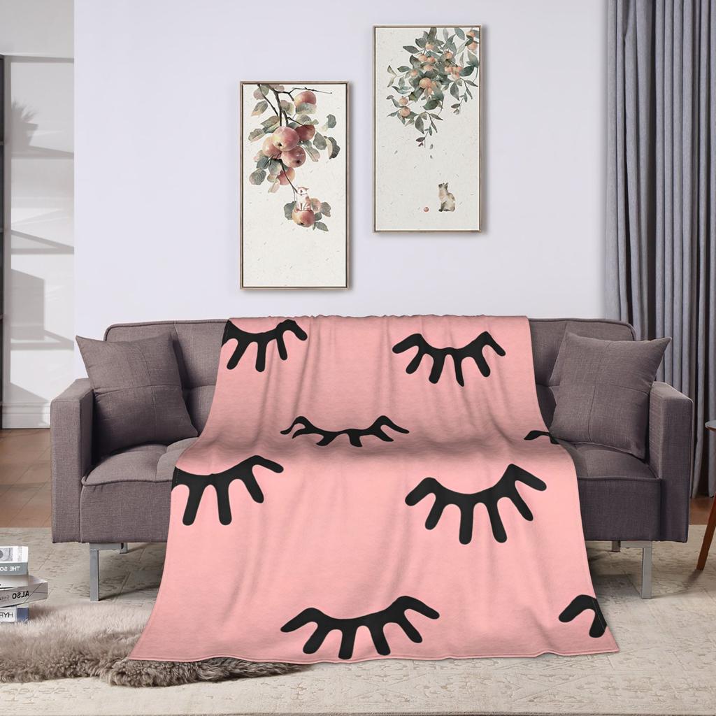 Eyelash Cartoon Eyelashes Blankets Fleece Spring/Autumn Portable Super Warm Throw Blanket for Bedding Outdoor Bedspreads