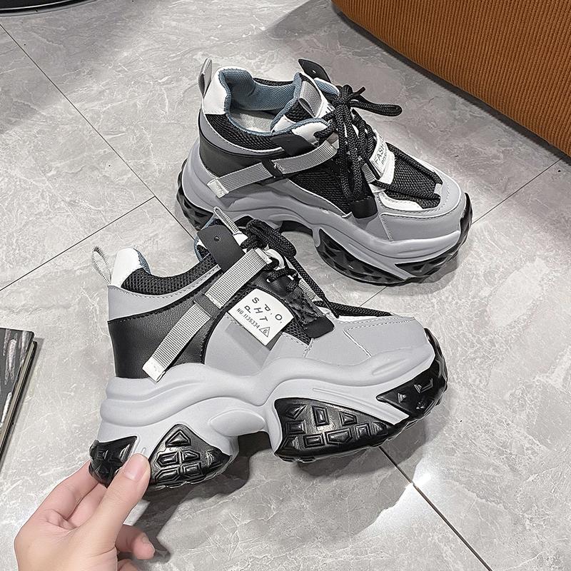 Fashion 10CM Women's Breathable Mesh Platform Shoes Outdoor Increase Height Chunky Sneakers for Women Casual Walking Shoes Women's Tenis