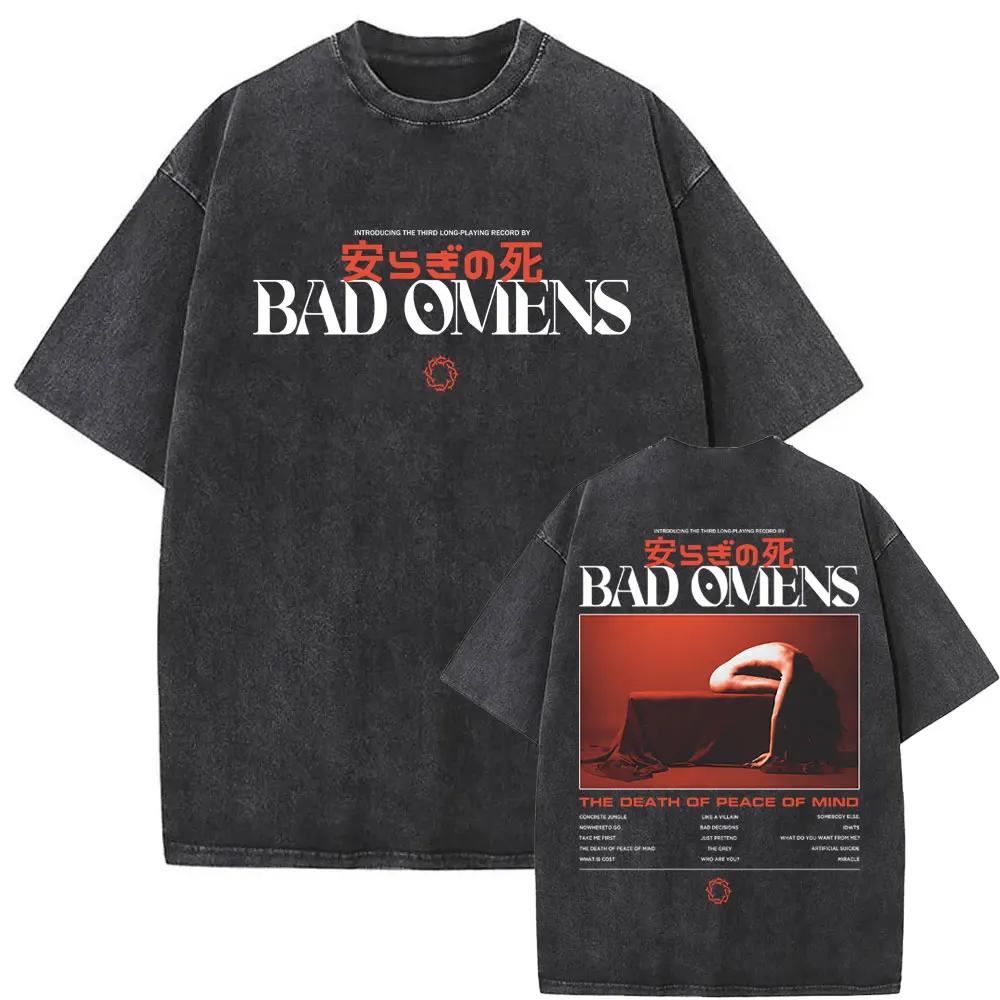 Washed Vintage Bad Omens T-Shirt Fun Moth Pattern T-Shirt Women's Fashion Casual Hip Hop Streetwear T-Shirt Women's