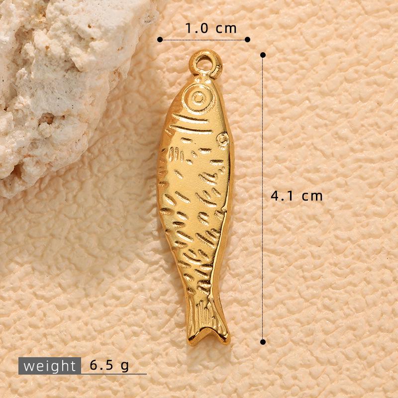 Goldener Fischgräten-Anhänger aus Edelstahl: Süßer Anhänger für DIY-Armbänder, Halsketten, Ohrringe