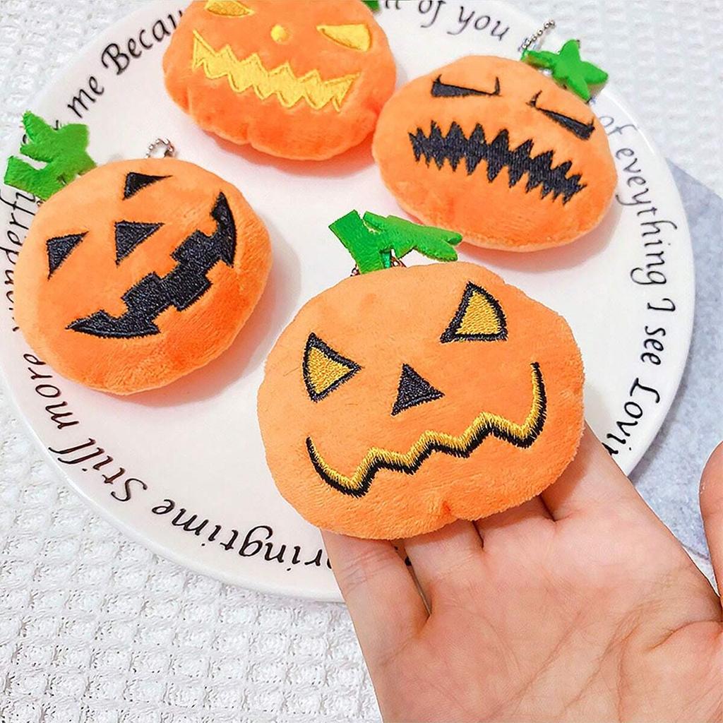 1pc-Cat dog interactive squeaking Halloween pumpkin plush toy, filled toy with sound, non battery powered