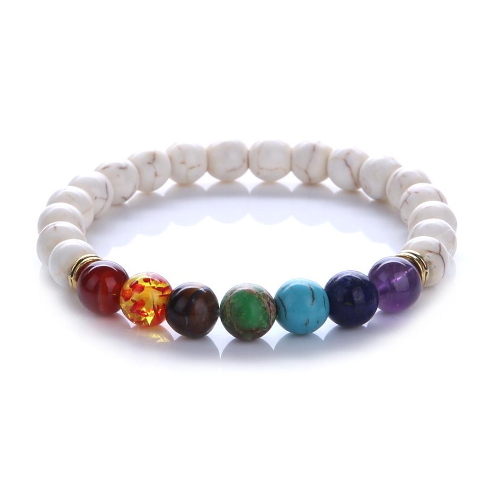 Unisex Rainbow Volcanic Stone Bracelets - European & American Couple Sets