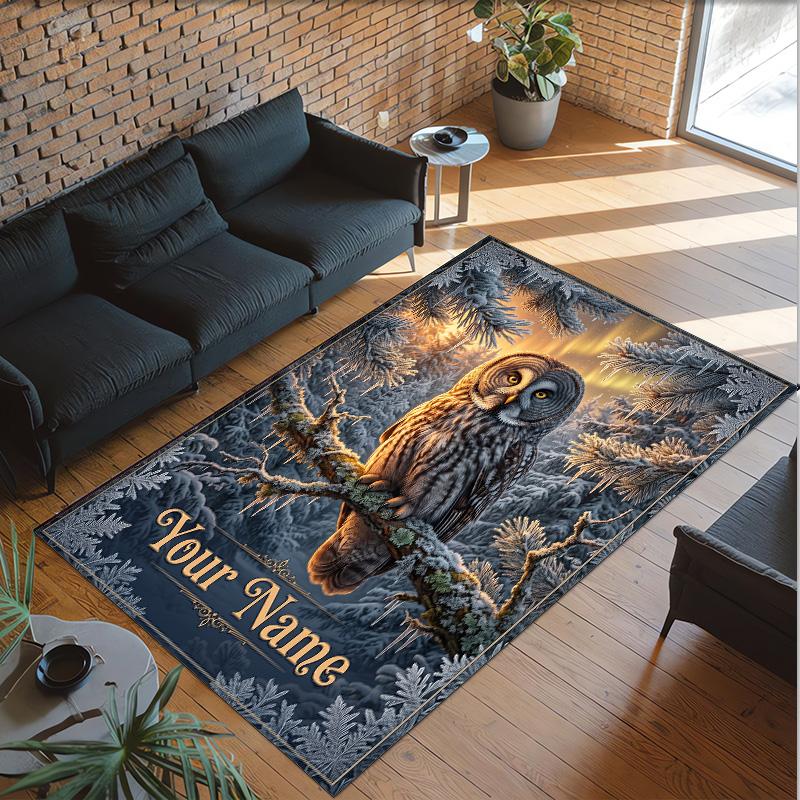 Birds Theme Crystal Velvet Floor Rug Personalized Custom Name Text Warm Carpet Home Decoration